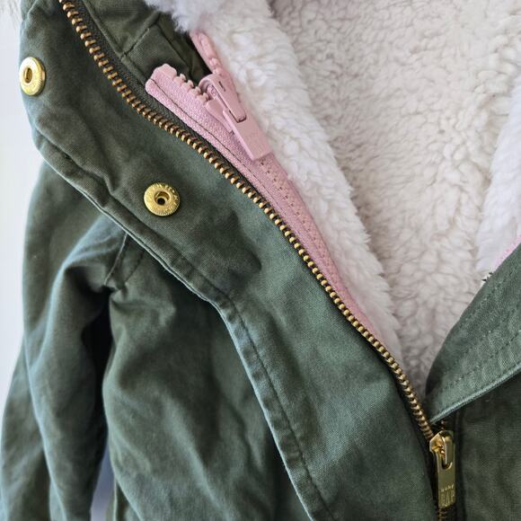 GAP Kids NEW 3-in-1 Parka Hooded Jacket Coat Toddler Girls Army Green Size 4T - Picture 5 of 13